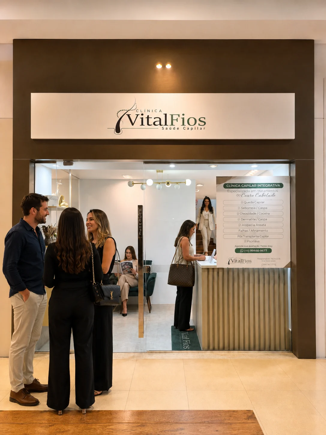 Fachada da Vital Fios Clínica Capilar no Shopping Boulevard Cidade em Botucatu